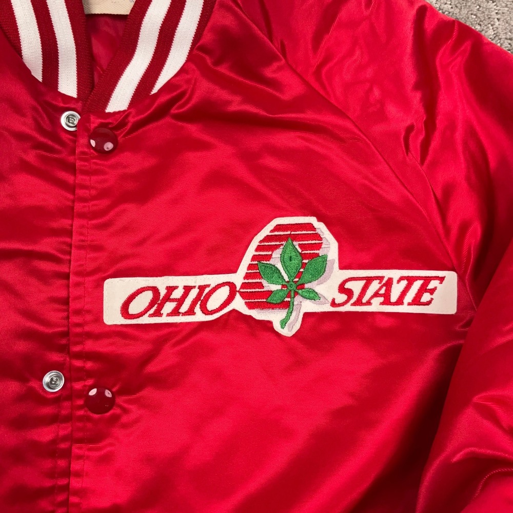 Chalk Line Varsity Jacket Men S Red Ohio State Buckeyes NCAA 80s Satin USA VTG - Picture 3 of 10